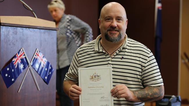 G'DAY: American resident Kenny Stouffer became an Australian citizen in Bowen on Australia Day last year.