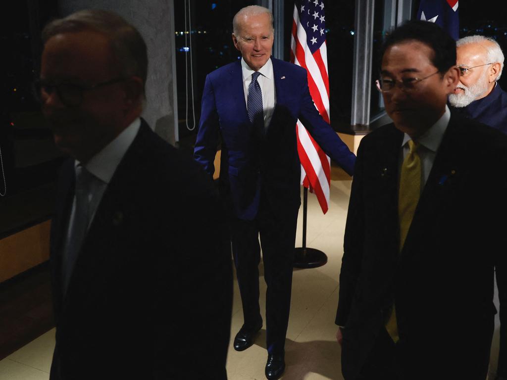 The leaders held a quad meeting on the sidelines of the G7. Picture: Jonathan Ernst/AFP