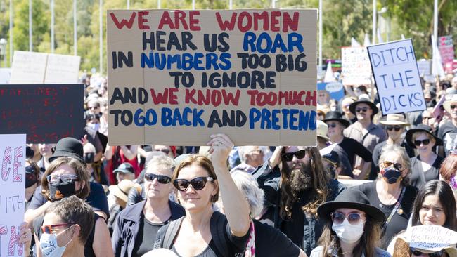 Women protesting during March 7 Justice on March 15. Picture: Jamila Toderas.