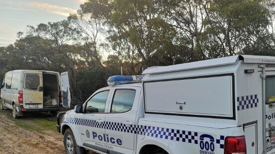 South Australian police found two men and their van bogged as they tried to cross the border from Victoria. Photo: South Australia Police