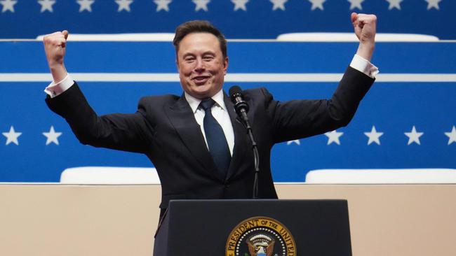 SpaceX and X chief executive Elon Musk enjoys the limelight at Capital One Arena. Picture: Getty Images via AFP