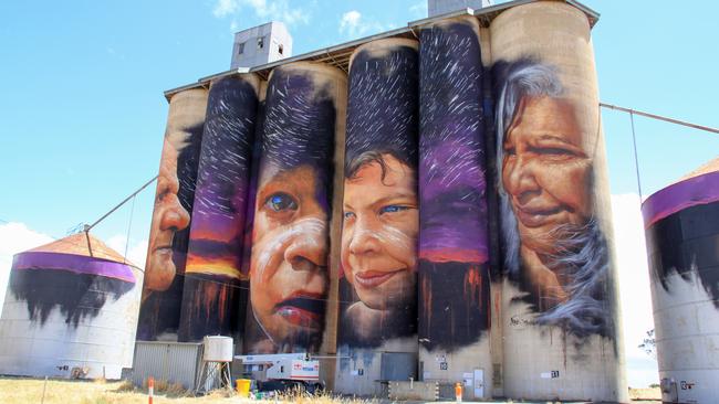 The Sheep Hills silo painted by artist Matt Adnate.