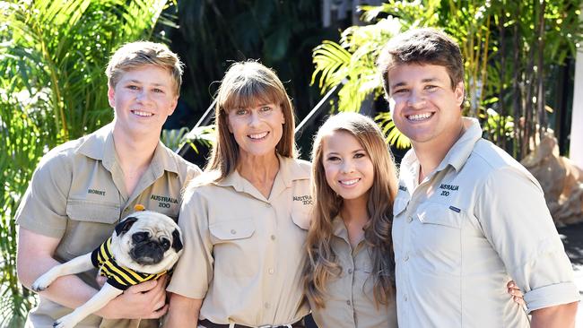 Robert, Terri and Bindi Irwin with Chandler Powell at Australia Zoo.