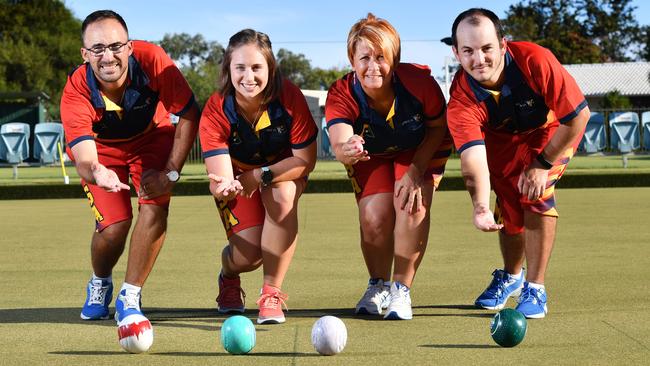 Lawn bowlers Mark Haines, Cassandra Harvey, Rachel Krebbekx and Josh Chopin will represent SA at the Australian Sides Championships. Picture: Keryn Stevens