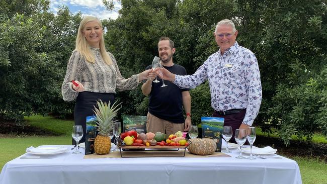 Bundaberg Regional Council tourism and events manager Lisa Douglas, owner of Water St Kitchen Alex Cameron and Bundaberg Regional Council's events portfolio spokesman Cr John Learmonth launching the Taste Bundaberg Festival.