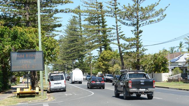 Heavy traffic in Byron Bay on Monday, November 23, 2020. The town has been busy as school-leavers prepare to celebrate an informal schoolies and other travellers have been flocking to the seaside town. Picture: Liana Boss