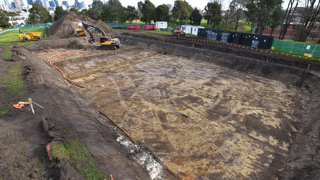 The space for where a water tank will go in Edinburgh Gardens.