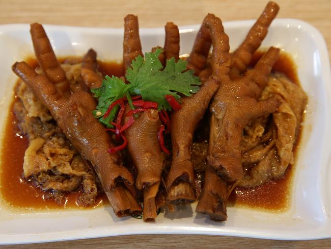 Braised chicken feet with abalone sauce at Tim Ho Wan restaurant at Burwood. Picture: Craig Wilson