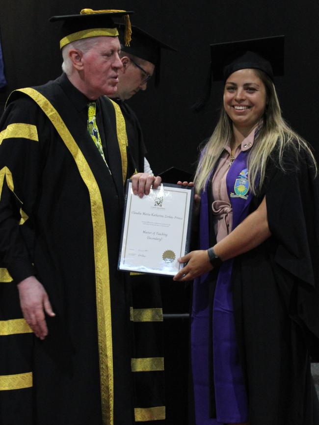 Claudia Zorbas-Prince graduated with a Master of Teaching (Secondary) at the CQUniversity graduation ceremony in Bundaberg on December 14, 2023.