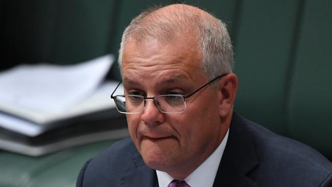 Prime Minister Scott Morrison looks on during Question Time in the House of Representatives at Parliament House on March 15, 2021 in Canberra, Australia. (Photo by Sam Mooy/Getty Images)