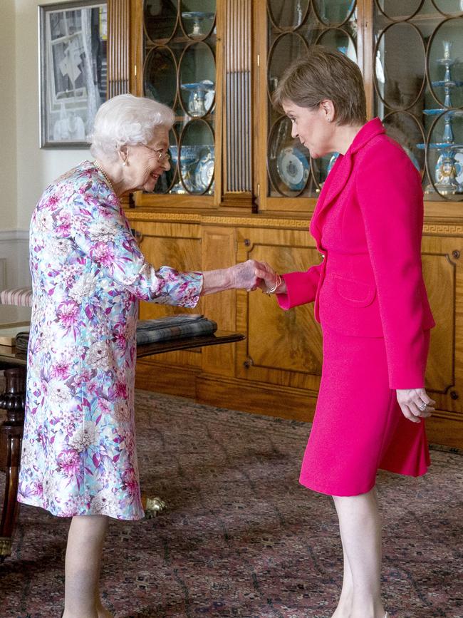 Meeting Scotland's First Minister in what would be her final months as Queen. Picture: AFP