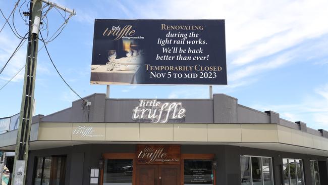 The Little Truffle made their intentions known on a billboard, and will close for renovations. . Picture Glenn Hampson