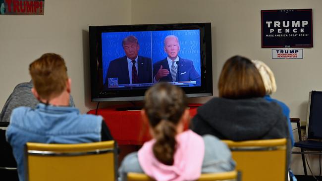 Trump supporters watch the first presidential debate between US President Donald Trump and Democratic presidential nominee and former Vice President Joe Biden.