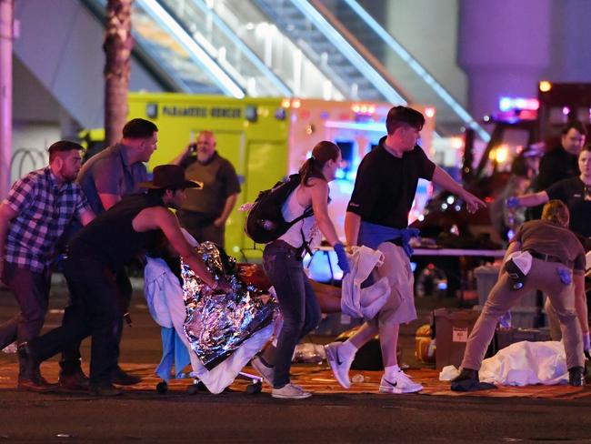 Injured people were tended to out in the open. Picture: Ethan Miller/Getty Images/AFP