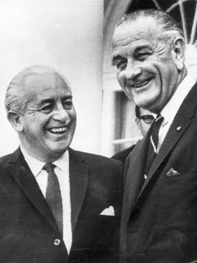 Holt and Johnson were firm friends, and Holt was the first president to visit Australia, returning the following year, 1967, for Holt’s funeral.