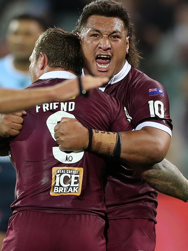 Josh Papalii and Jake Friend celebrate. Picture: Getty Images