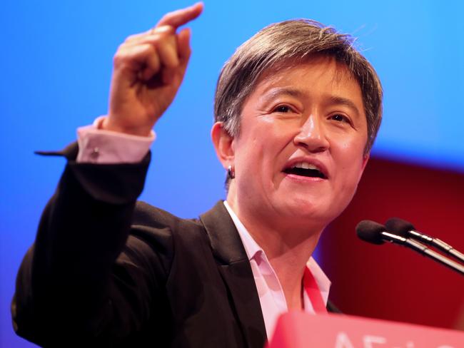 Senator Penny Wong on day three of the Labor Party National Conference in Adelaide, Tuesday, December 18, 2018. Labor's 48th National Conference will be held from December 16-18, 2018 at the Adelaide Convention Centre. (AAP Image/Kelly Barnes) NO ARCHIVING