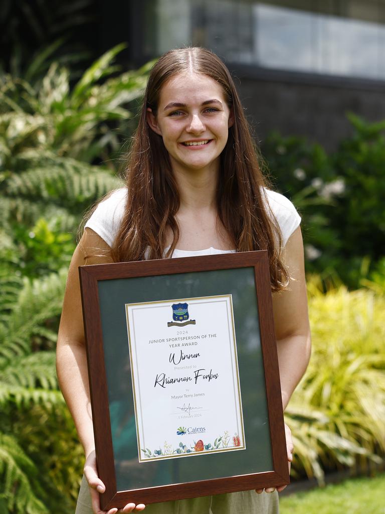 Rhiannon Forbes was awarded the Junior Sportsperson of the Year at a formal ceremony at the Cairns Performing Arts Centre. Picture: Brendan Radke