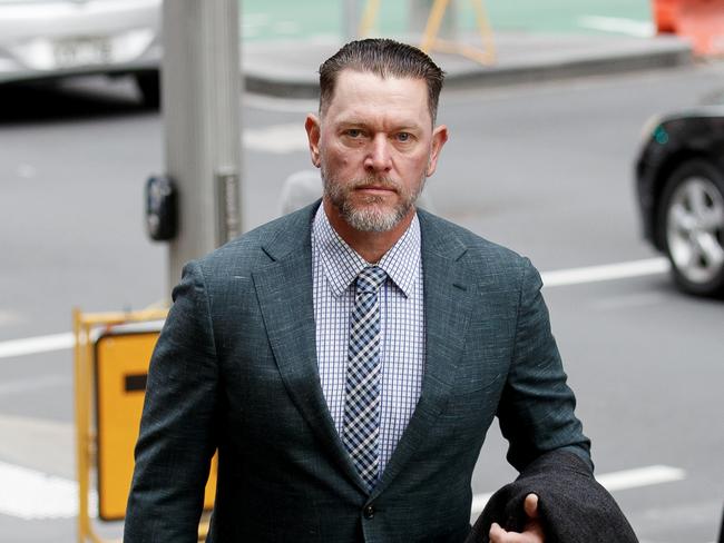 Oliver Schulz arrives at the Downing Centre in Sydney on Thursday, April 10, 2025. Picture: Nikki Short