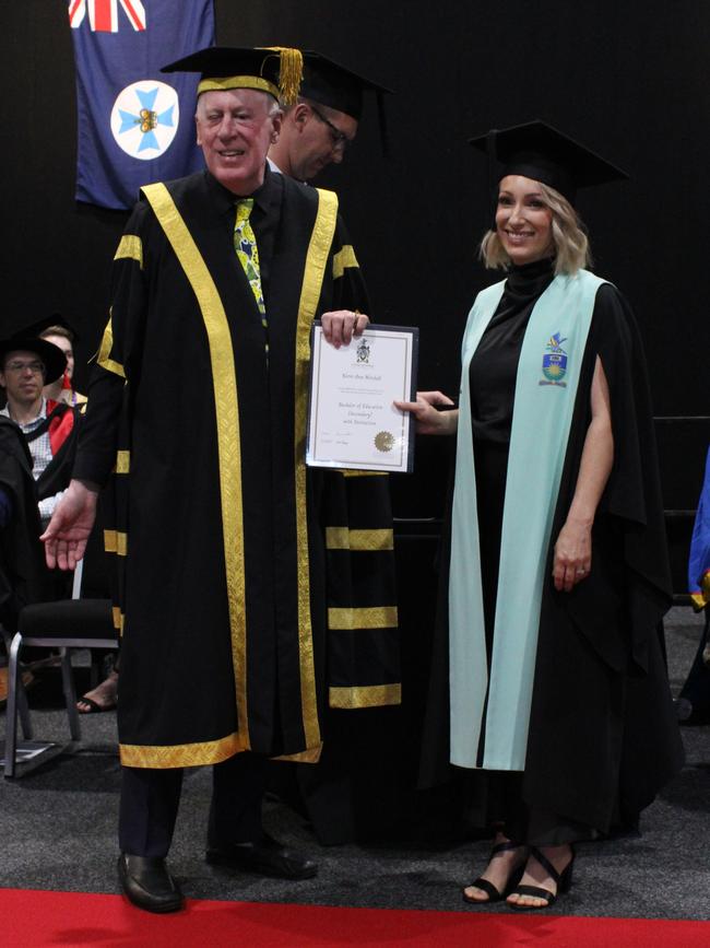 Kerri-Ann Mitchell graduated with a Bachelor of Education (Secondary) with Distinction at the CQUniversity graduation ceremony in Bundaberg on December 14, 2023.