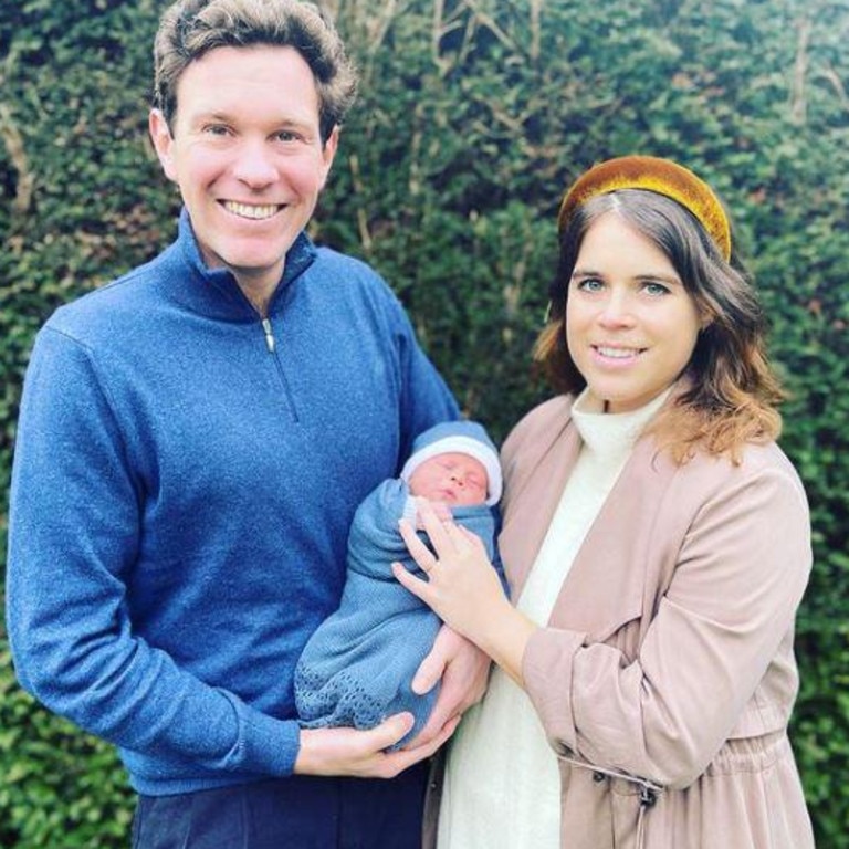 Princess Eugenie and Jack Brooksbank revealed their newborn son August Philip Hawke Brooksbank in February. Picture: Instagram/@princesseugenie