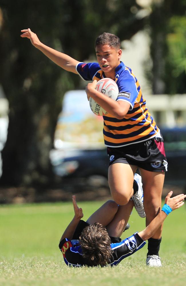 SURFERS PARADISE RUGBY, GOLD COAST , AUSTRALIA - April 10, 2021: Far North Coast U13s v USQ Saints U13s - Day Two of King of the Country rugby tournament.Played at Surfers Paradise Eagles Rugby Ground at Southport. Picture: Scott Powick Newscorp