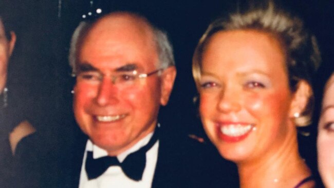 Former prime minister John Howard and Kathryn McFarlane, media adviser to Simon Birmingham. Circa 2005.