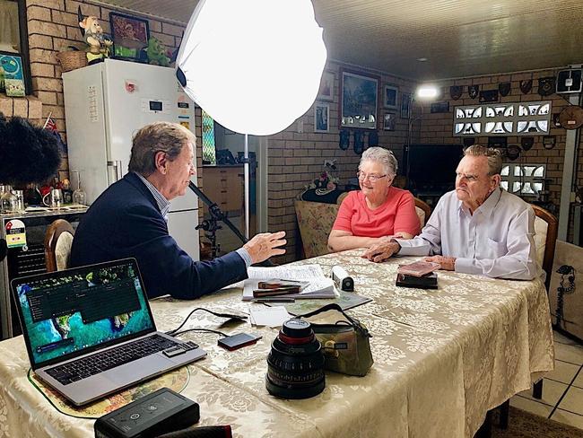 Ray Martin interviews Florence and Keith Payne for the TV documentary An Australian Hero: Keith Payne VC.