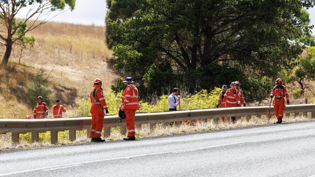 SES volunteers search bushland near Shelford as a part of a police investigation into the 2013 disappearance of Lorrin Whitehead. Picture: NewsWire / Aaron Francis