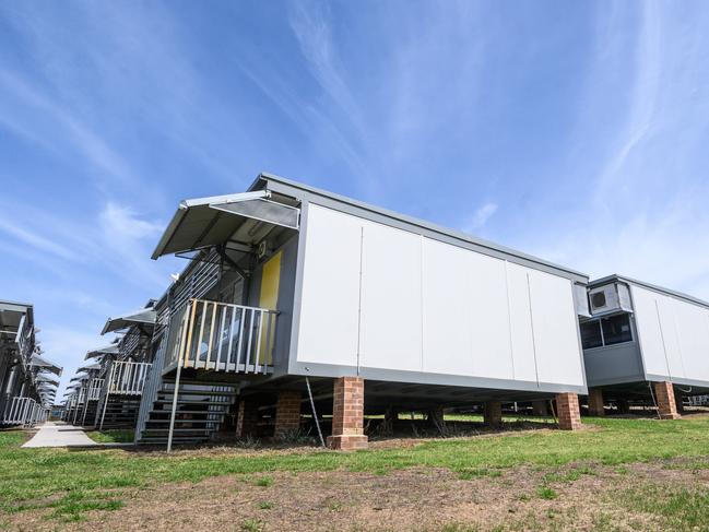 SYDNEY, AUSTRALIA - October 7:  Demountable Classrooms seen at Oran Park Public School. (Photo by James Gourley/The Daily Telegraph)