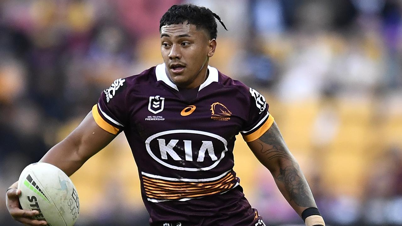 BRISBANE, AUSTRALIA - JULY 18: Tesi Niu of the Broncos in action during the round 18 NRL match between the Brisbane Broncos and the Wests Tigers at Suncorp Stadium, on July 18, 2021, in Brisbane, Australia. (Photo by Albert Perez/Getty Images)