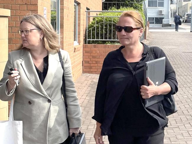 06-11-2024 Hillcrest jumping castle operator Rosemary Gamble (R)  walking into Devonport magistrates Court.  Picture - Matthew Denholm