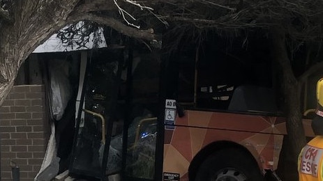 Bus crashes into houses in Safety Beach on the Mornington Peninsula. Picture: VICSES supplied via NCA NewsWire