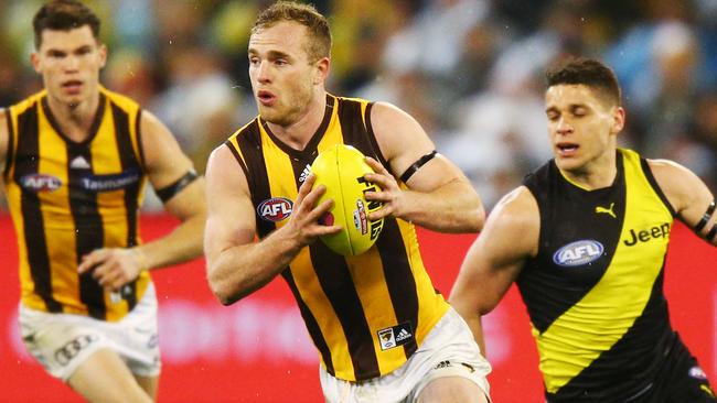 Tom Mitchell had a quiet night on Thursday, only racking up 38 touches. Picture: Getty Images