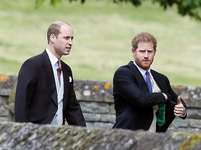 Princes William and Harry arrive for the wedding of Pippa Middleton and James Matthews in May 2017. Some say the chasm between them is now too wide to ever reconcile. Picture: Kirsty Wigglesworth – Pool/Getty Images