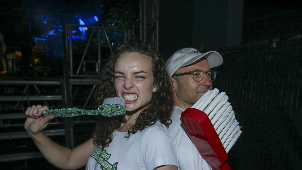 Influencer Abbie Chatfield joined Greens Leader Adam Bandt at a Greens event at The Brightside in Fortitude Valley on Thursday night. Picture: NewsWire/ Glenn Campbell