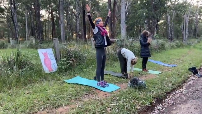 Demonstrators Exercise in Protest Against Land Clearing on South Coast During COVID-19 Restrictions