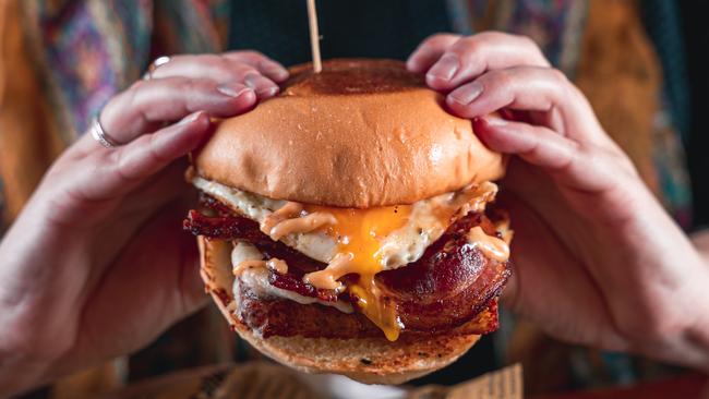 Brekkie Burger at the Arkaba Hotel. Picture: Supplied