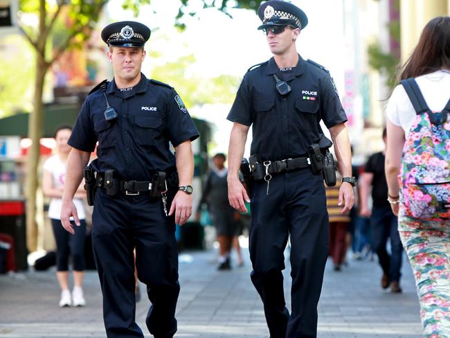 SA police officers on the beat in Rundle Mall, Adelaide.