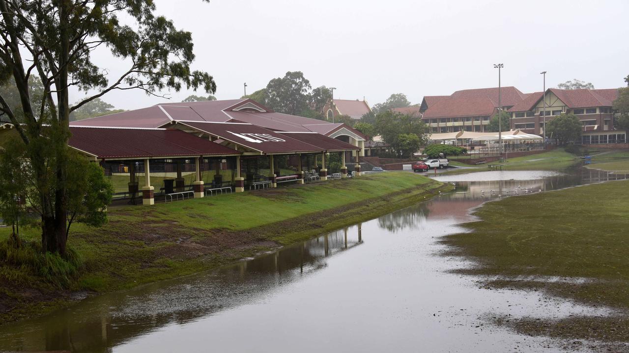 Flooding at TSS on the Gold Coast. Picture: Steve Holland