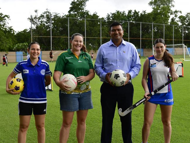 Jinson Charls announced the sports voucher program at Darwin Football Stadium on January 10, 2025. Picture: Darcy Fitzgerald