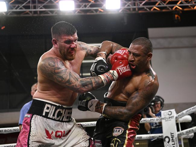 Troy Pilcher defeated Renold Quinlan at the No Limit Boxing event on March 6. Picture: No Limit Boxing/Greg Porteous