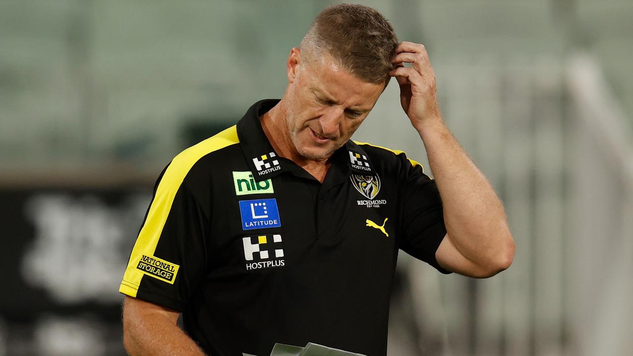 Richmond coach Damien Hardwick has some issues to ponder. Picture: Michael Willson/AFL Photos via Getty Images