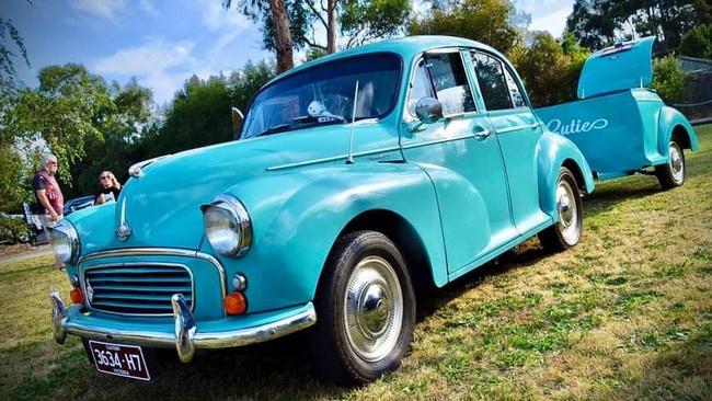 Bruce Frazer's Morris Minor with matching trailer. Picture: Supplied