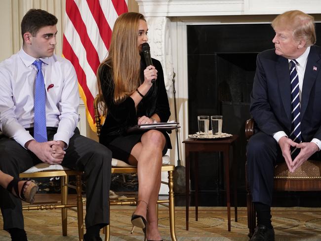 Donald trump talks to students who survived the Florida school shooting. Picture: AFP/Mandel Ngan