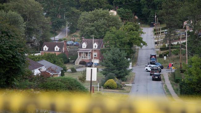 Police block roads around the home of Thomas Matthew Crooks as the FBI continues its investigation. Picture: AFP