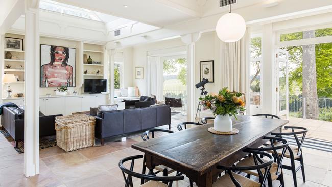 The open-plan kitchen, dining and living area.