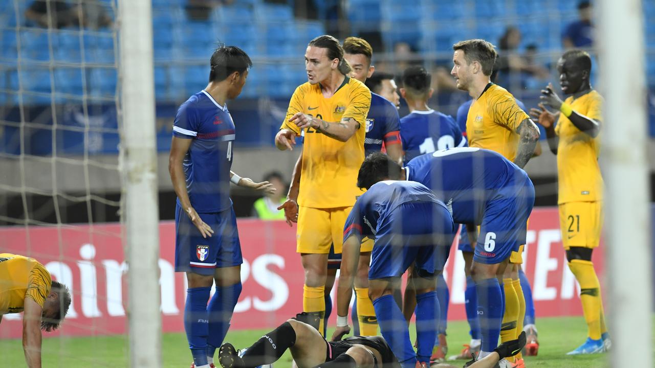 It was a comfortable victory over Chinese Taipei, but there’s plenty for Socceroos coach Graham Arnold to unpack. (Photo by Gene Wang for Getty Images/Getty Images)