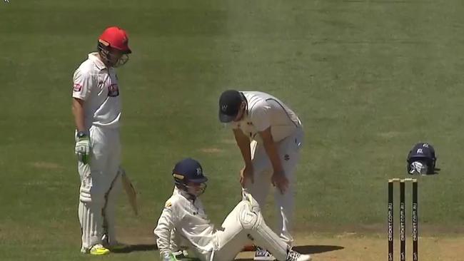 Victoria wicketkeeper Sam Harper was taken to hospital after the accident.