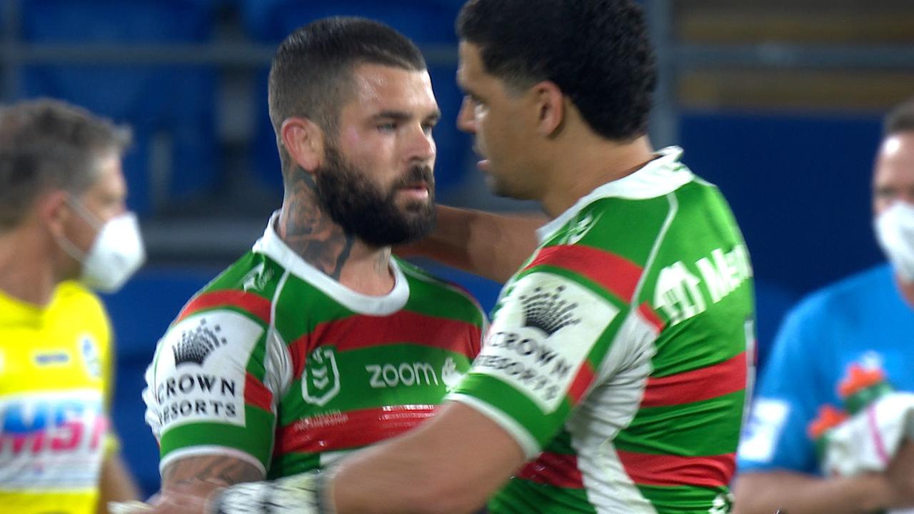 Adam Reynolds is congratulated by teammate Cody Walker.